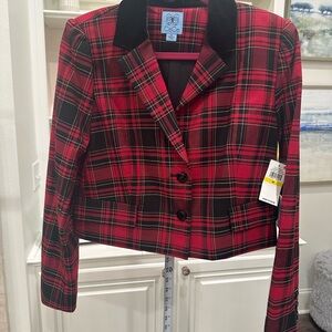 CeCe Women's Black and Red Plaid Blazer